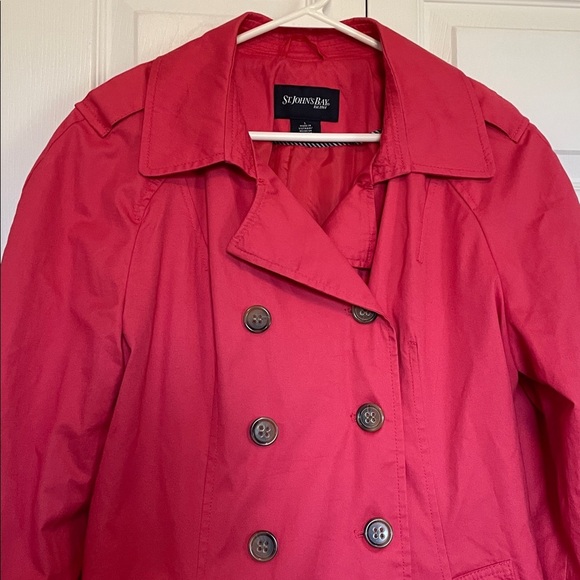 St. John's Bay Jackets & Blazers - Women’s L St. John’s Bay coral belted car length coat double breasted buttons